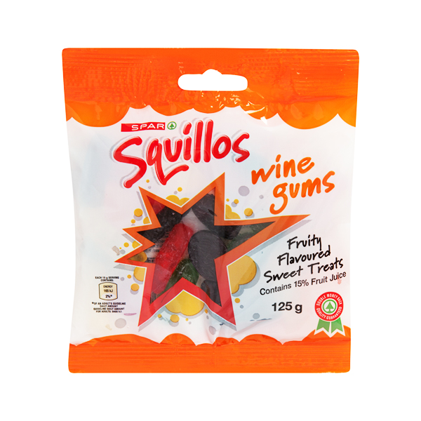 SPAR SQUILLOS WINE GUMS 125G Vip
